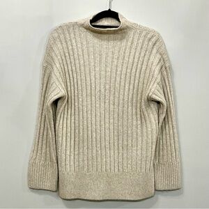 Abercrombie & Fitch Ribbed Mock Neck Sweater Small Neutral Beige